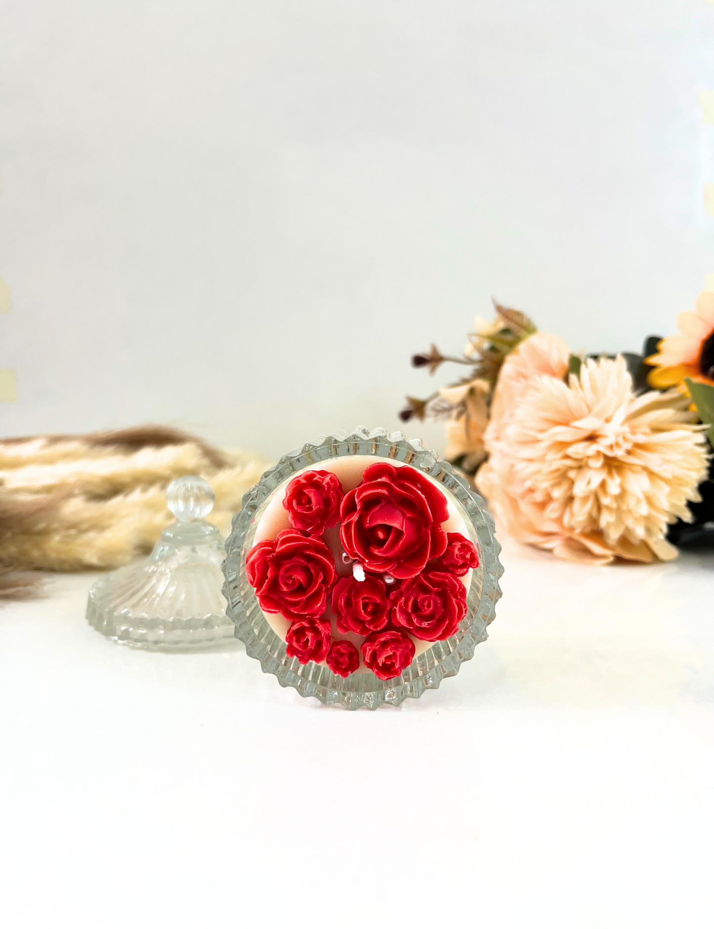 Floral Scented Candle in Decorative Glass Jar