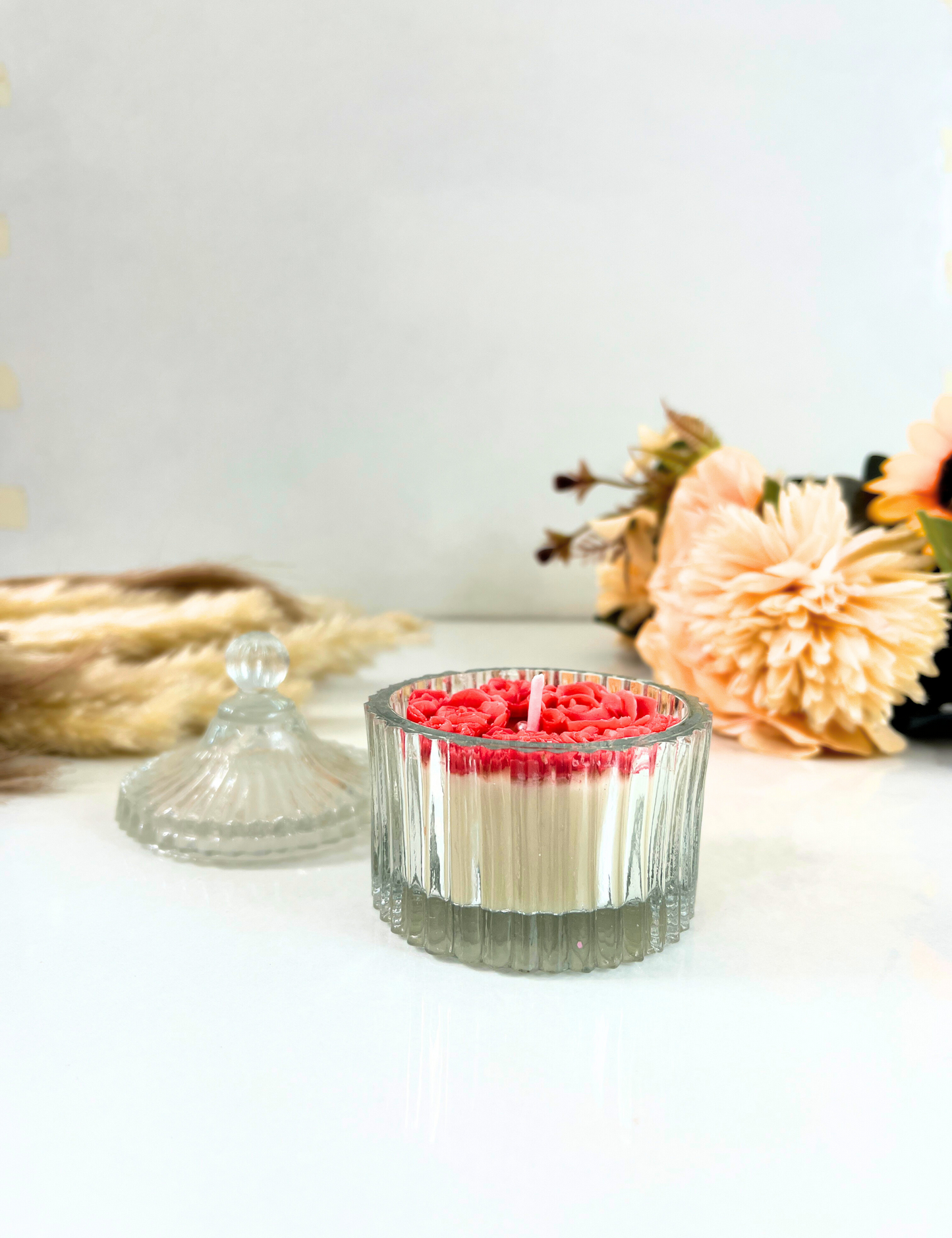 Floral Scented Candle in Decorative Glass Jar