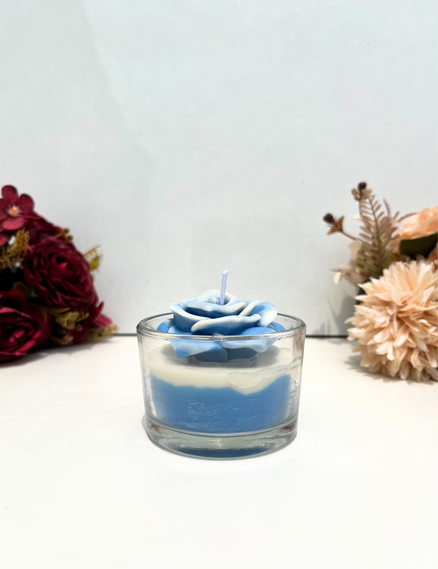 Blue Rose Candle in Glass Jar