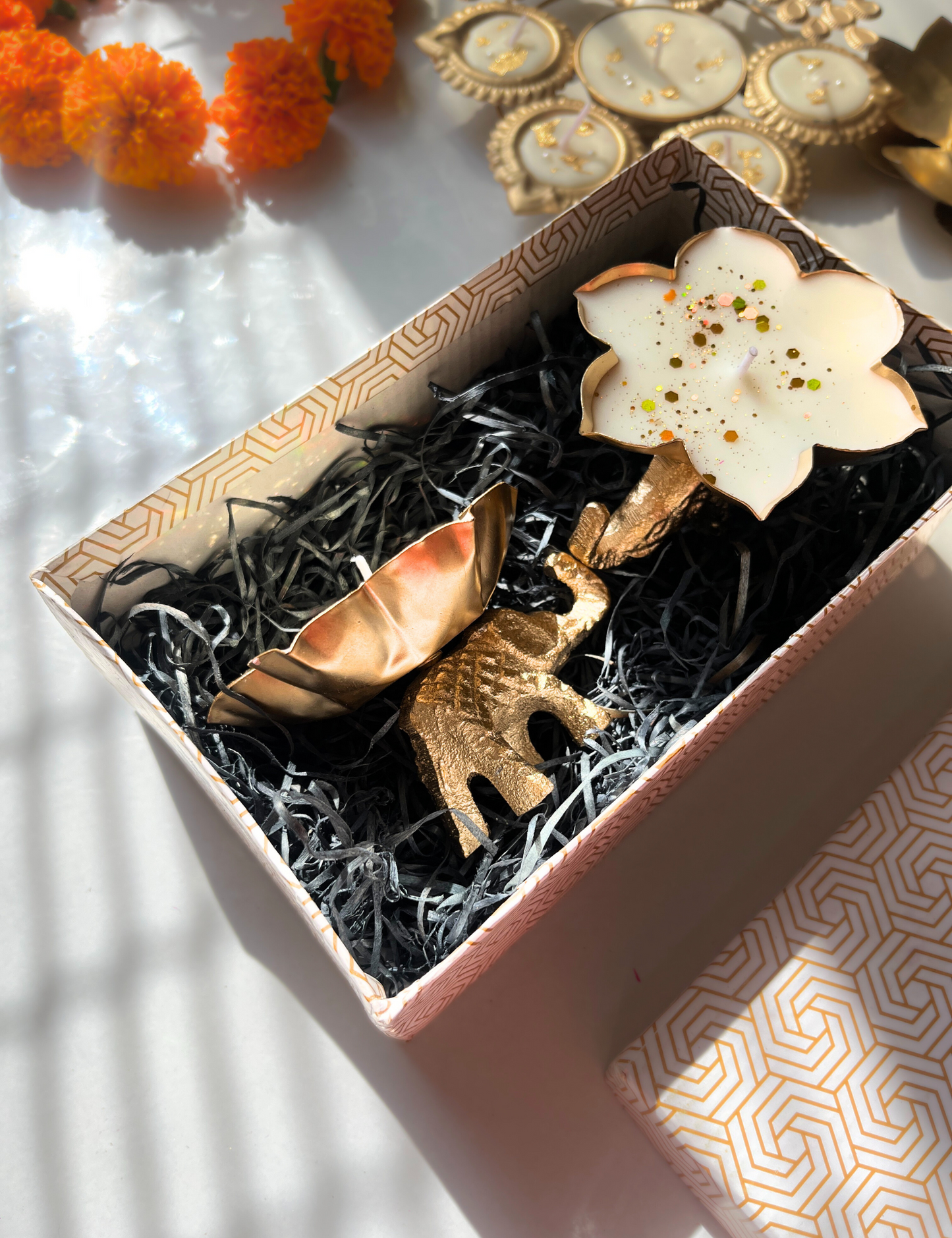 Luxury Elephant Urli Candle - Set of 2