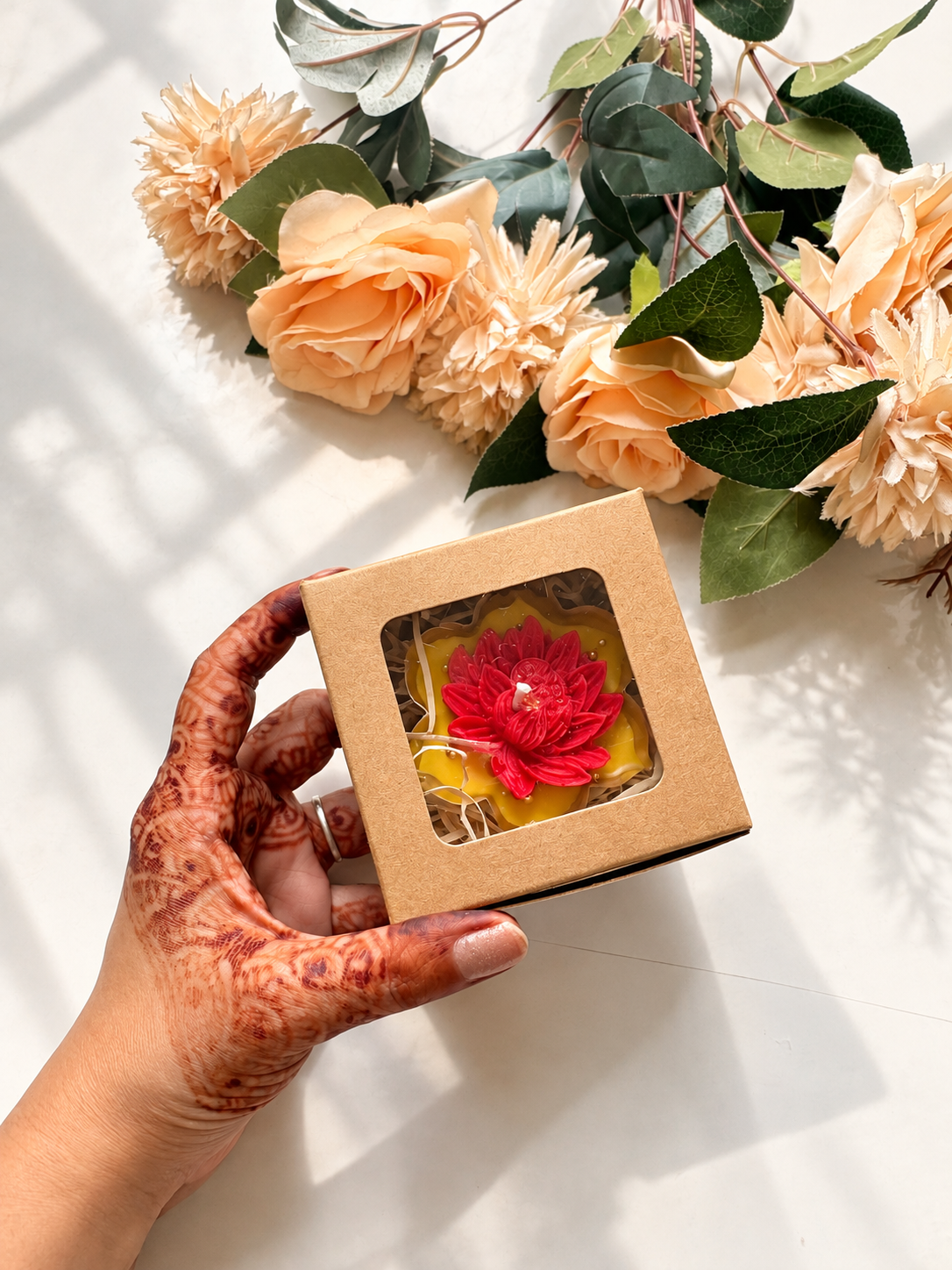 2.5 Inch Lotus Candle with Gift Box | Decorative Flower Candle for Gifting