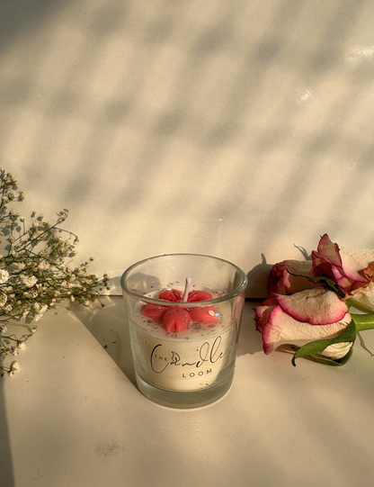 Red Rose Floral Aroma Candle in Clear Glass Jar