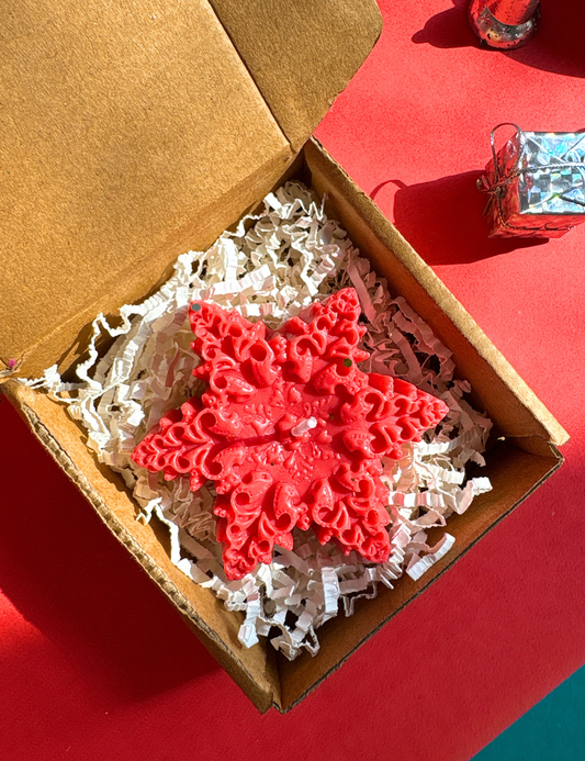 Premium Snowflake Red Christmas Candle