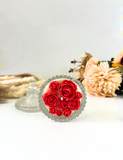 Floral Scented Candle in Decorative Glass Jar