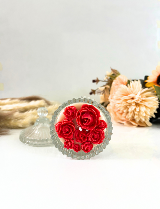 Floral Scented Candle in Decorative Glass Jar