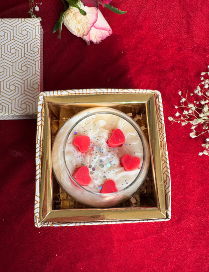 Handmade Scented Glass Candle for Valentine’s Day With box