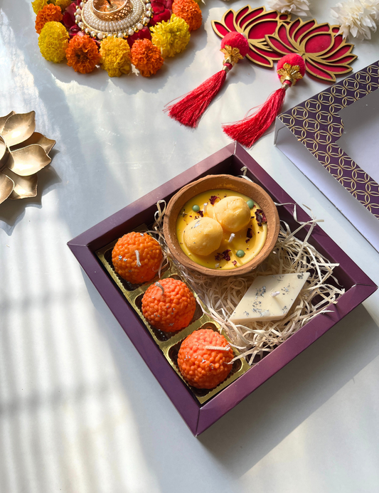 Festive Rasmalai candle & Mithai Candle Hamper
