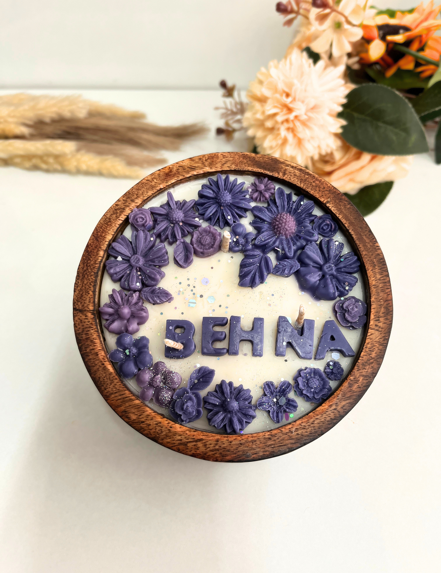 Behna in Bloom Scented Candle in Wooden Jar