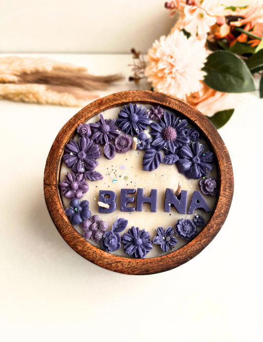 Behna in Bloom Scented Candle in Wooden Jar