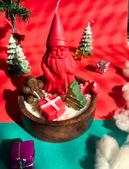Santa & Christmas Tree Wooden Jar Candle