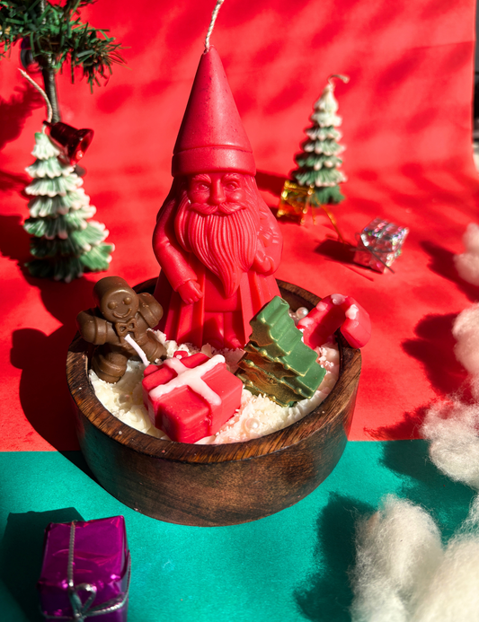 Santa & Christmas Tree Wooden Jar Candle