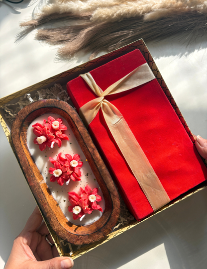 Luxury Silver Bowl & Tray Gift Set with Floral Aroma Candle