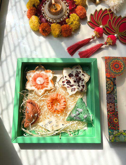 Diwali Urli Candle with Mixed Sweets Candle Gift Box