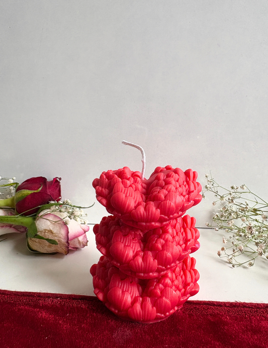 Handmade 3-Layer Stacked Heart Candle