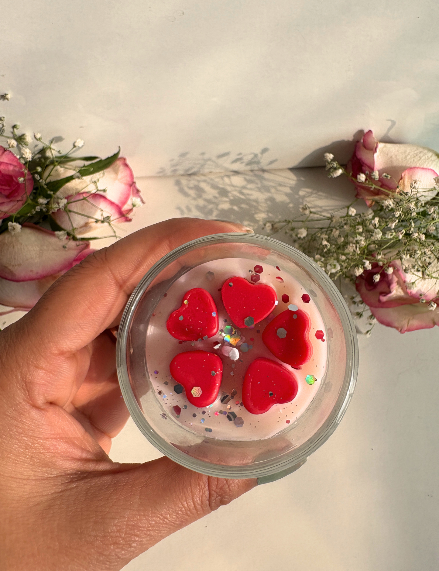 Heart shaped jar candle