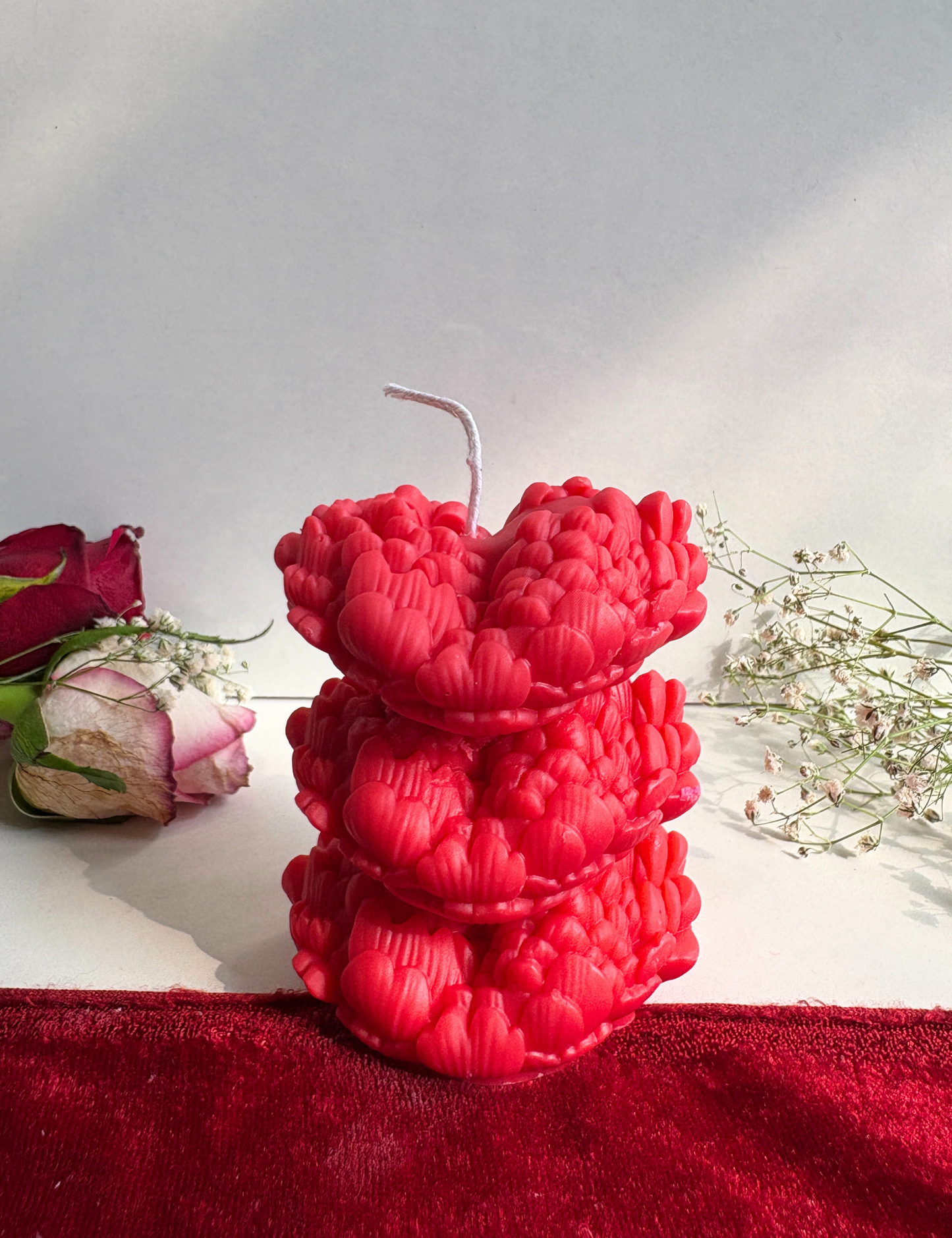 Handmade 3-Layer Stacked Heart Candle