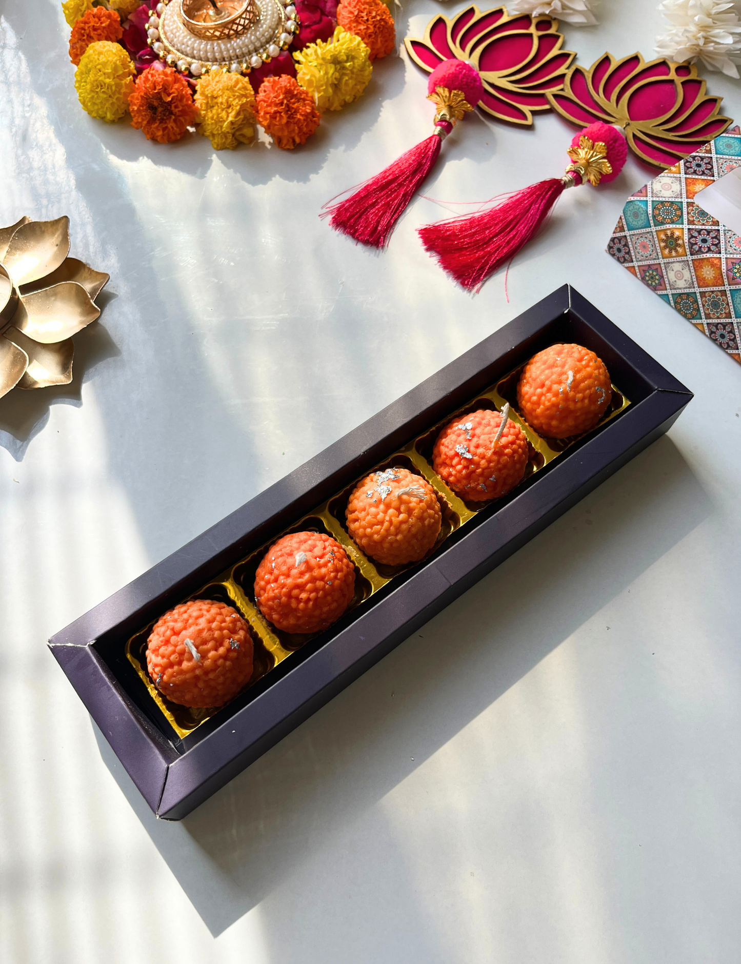 Set of 5 Ladoo Candles Gift Box