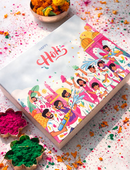 Holi Special Gift Set with Two Big Balti Candle, Gulal & Dry Fruits