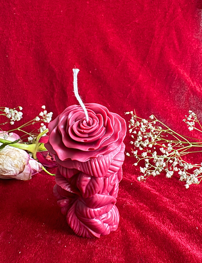 Rose Flower Pillar Candle