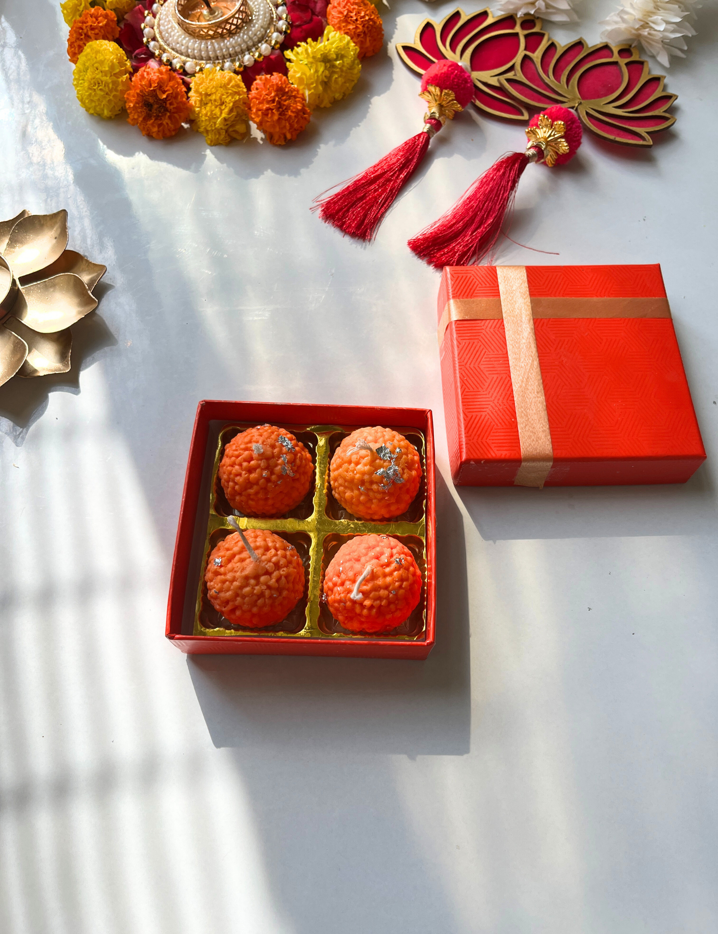 Set of 4 Ladoo Candles Gift Box