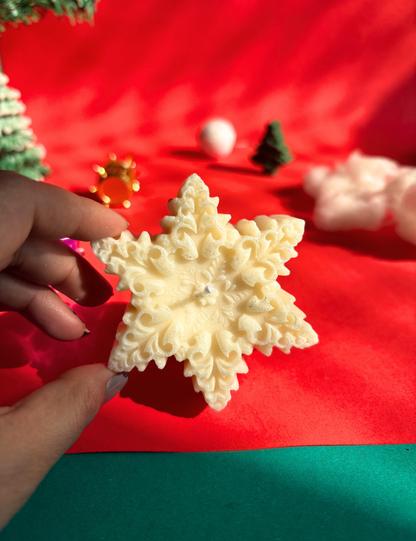 Premium Snowflake Red Christmas Candle