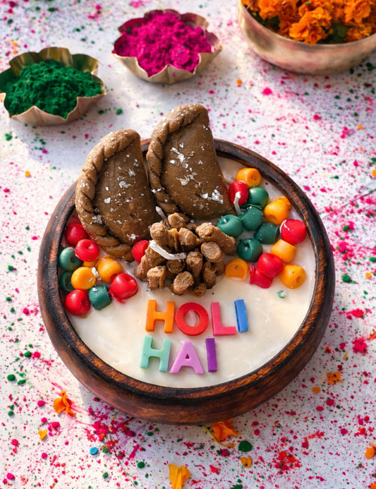 Holi Special Wooden Urli Bowl Candle
