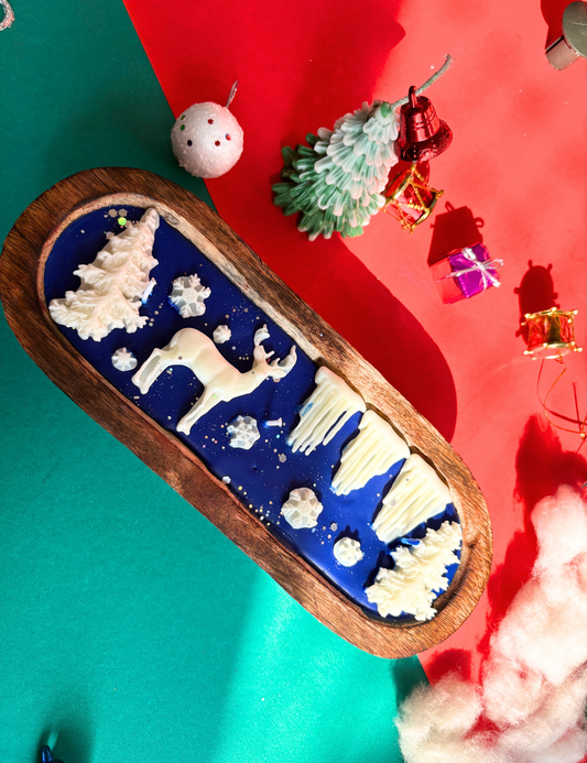 Snow Forest Reindeer Wooden Jar Candle
