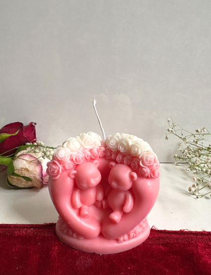 Couple Teddy Heart Candle