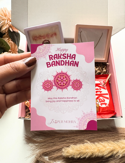 The Candleloom Premium Rakhi Hamper with Oxidised Earrings, Pendant & Wax Sachet
