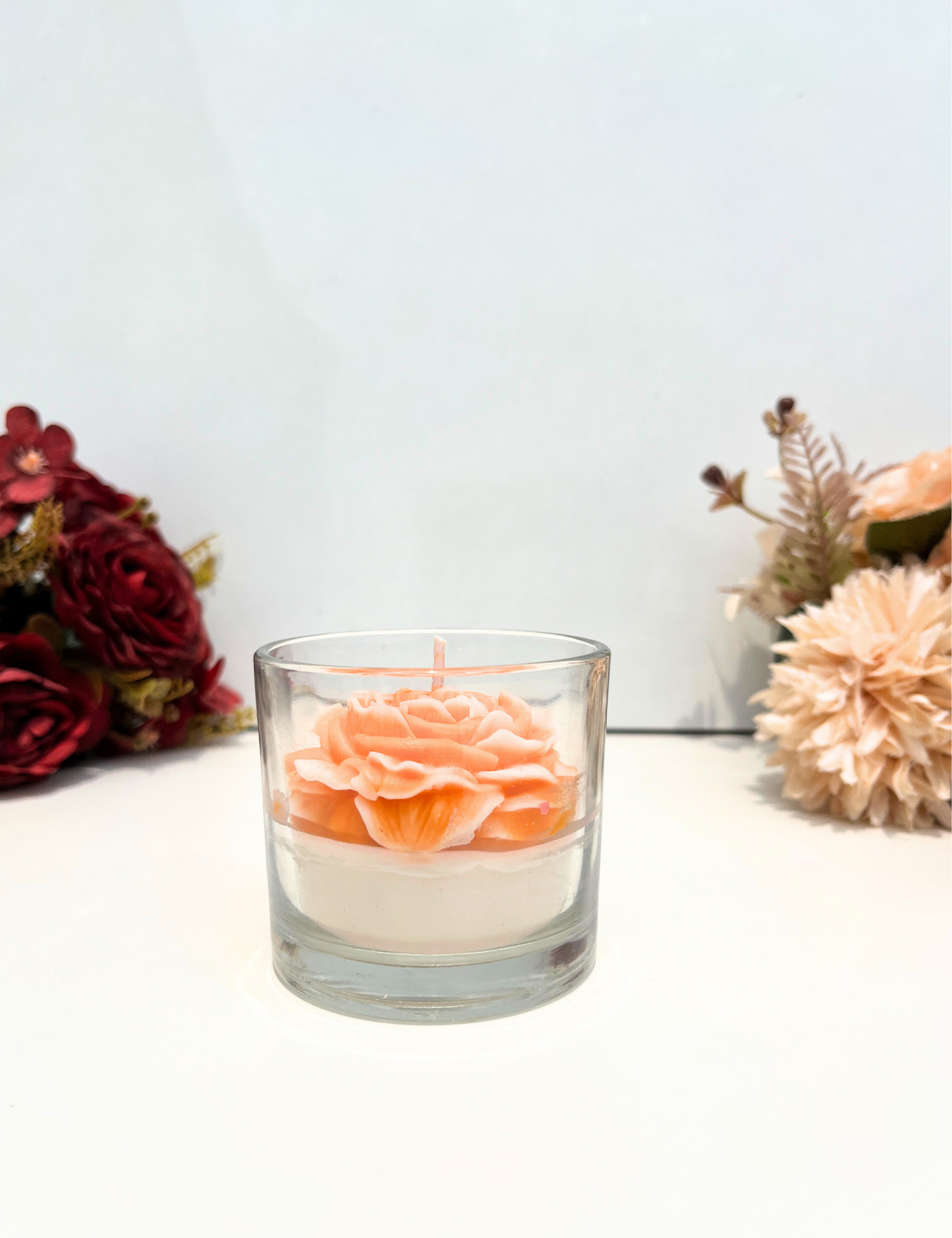 Rose-Shaped Candle in Glass