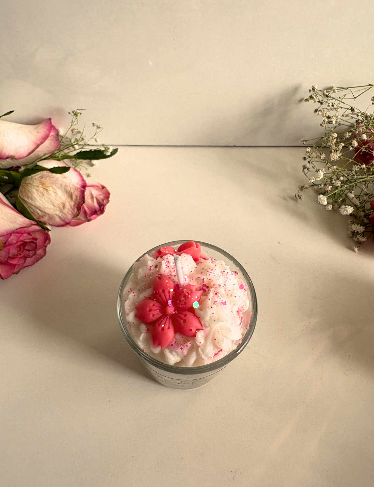 Handcrafted Floral Aroma Candle in Glass Jar