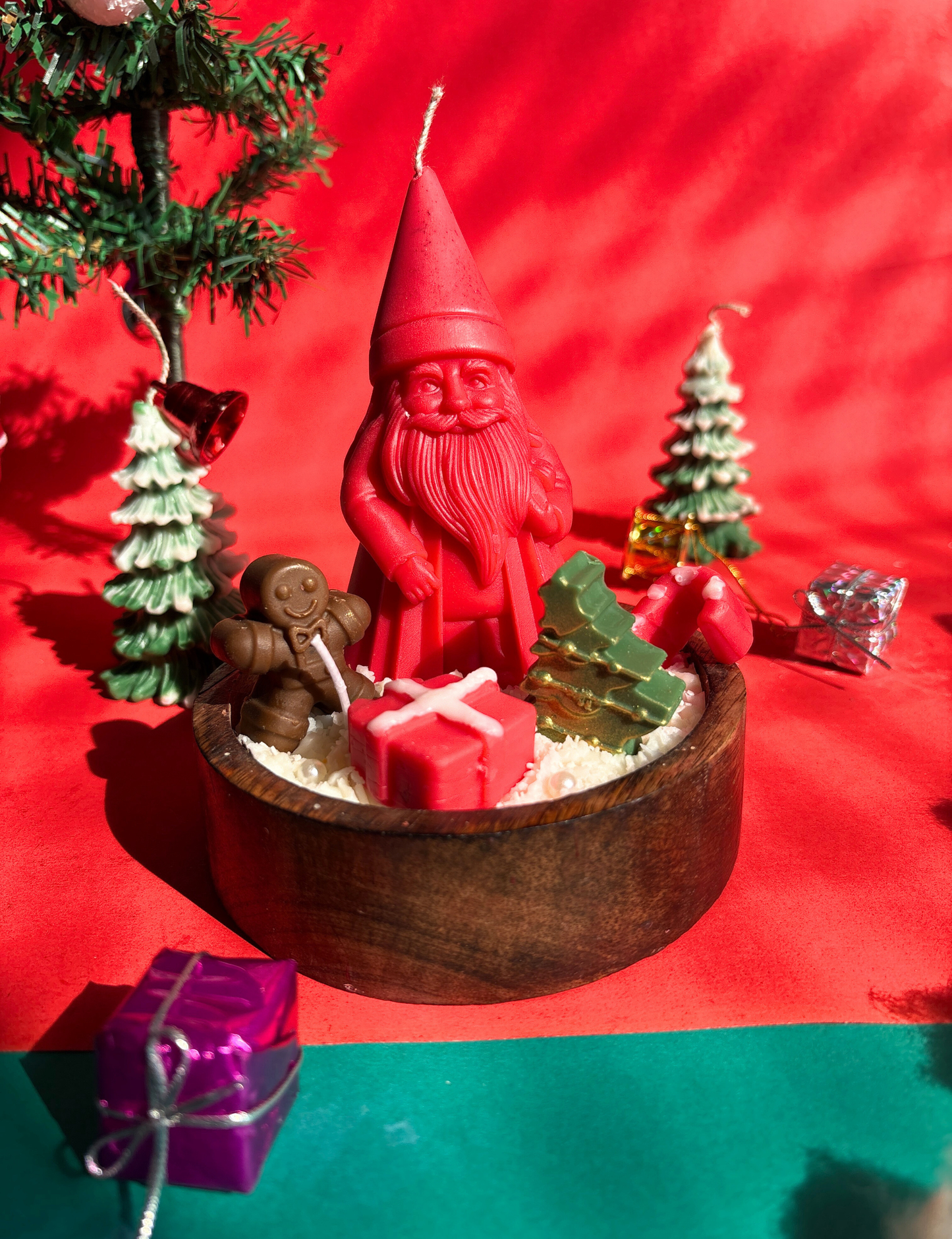 Santa & Christmas Tree Wooden Jar Candle