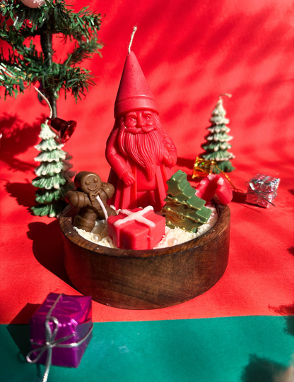 Santa & Christmas Tree Wooden Jar Candle
