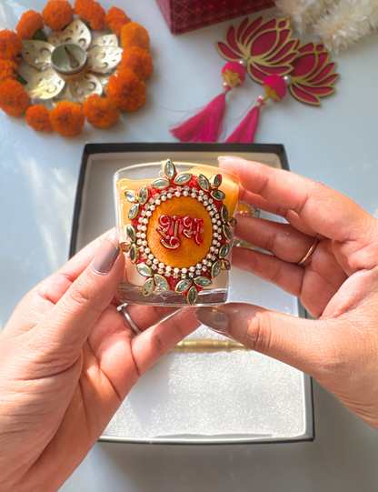 Shubh Labh Candle Gift Set with Premium Golden Bell – Festive Diwali Hamper