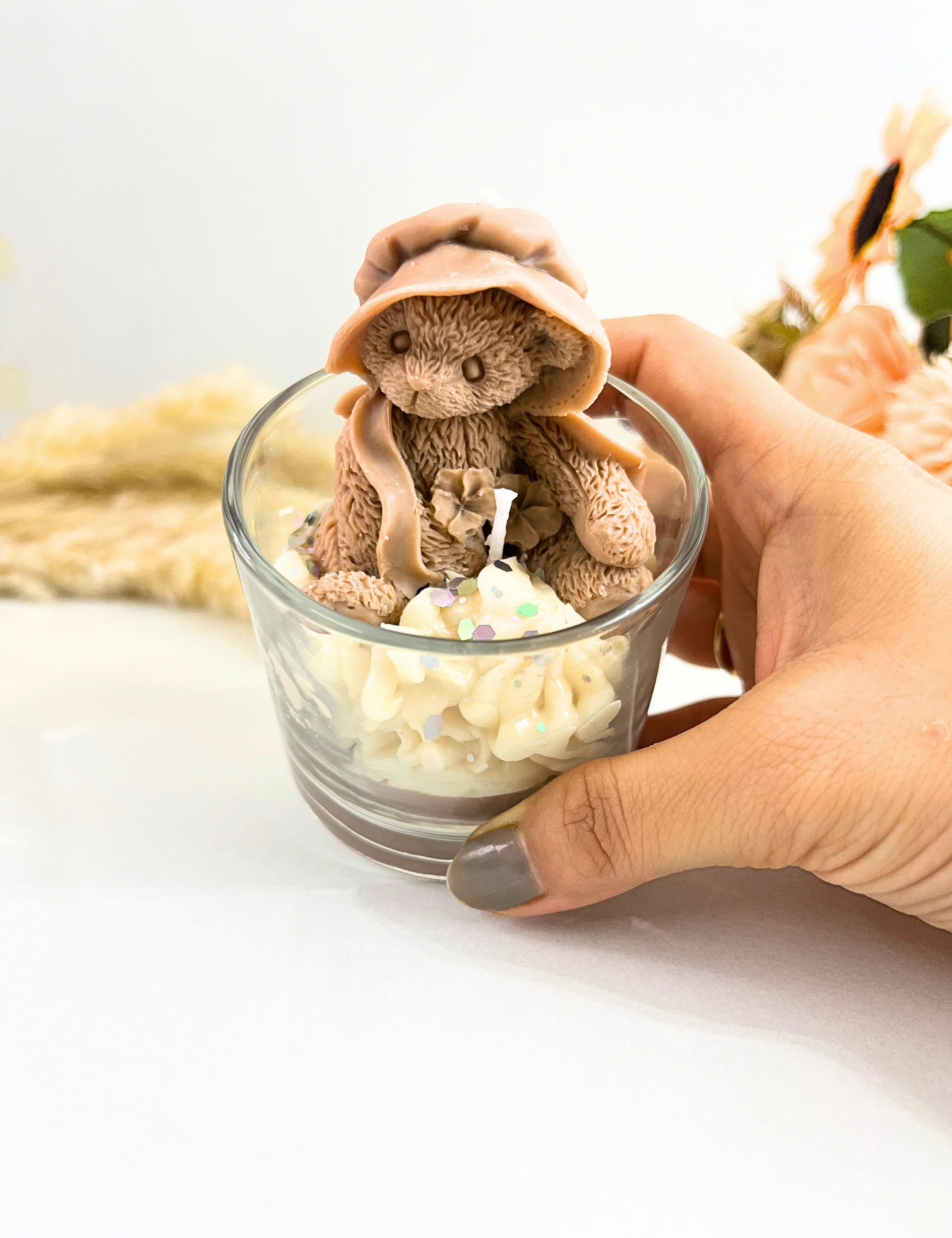 Teddy with Whipped Wax Candle