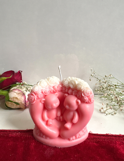 Couple Teddy Heart Candle