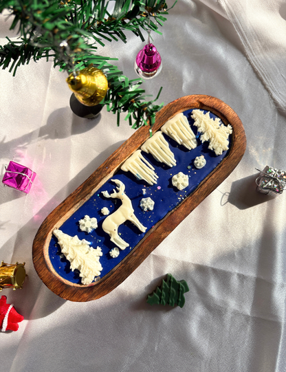 Snow Forest Reindeer Wooden Jar Candle