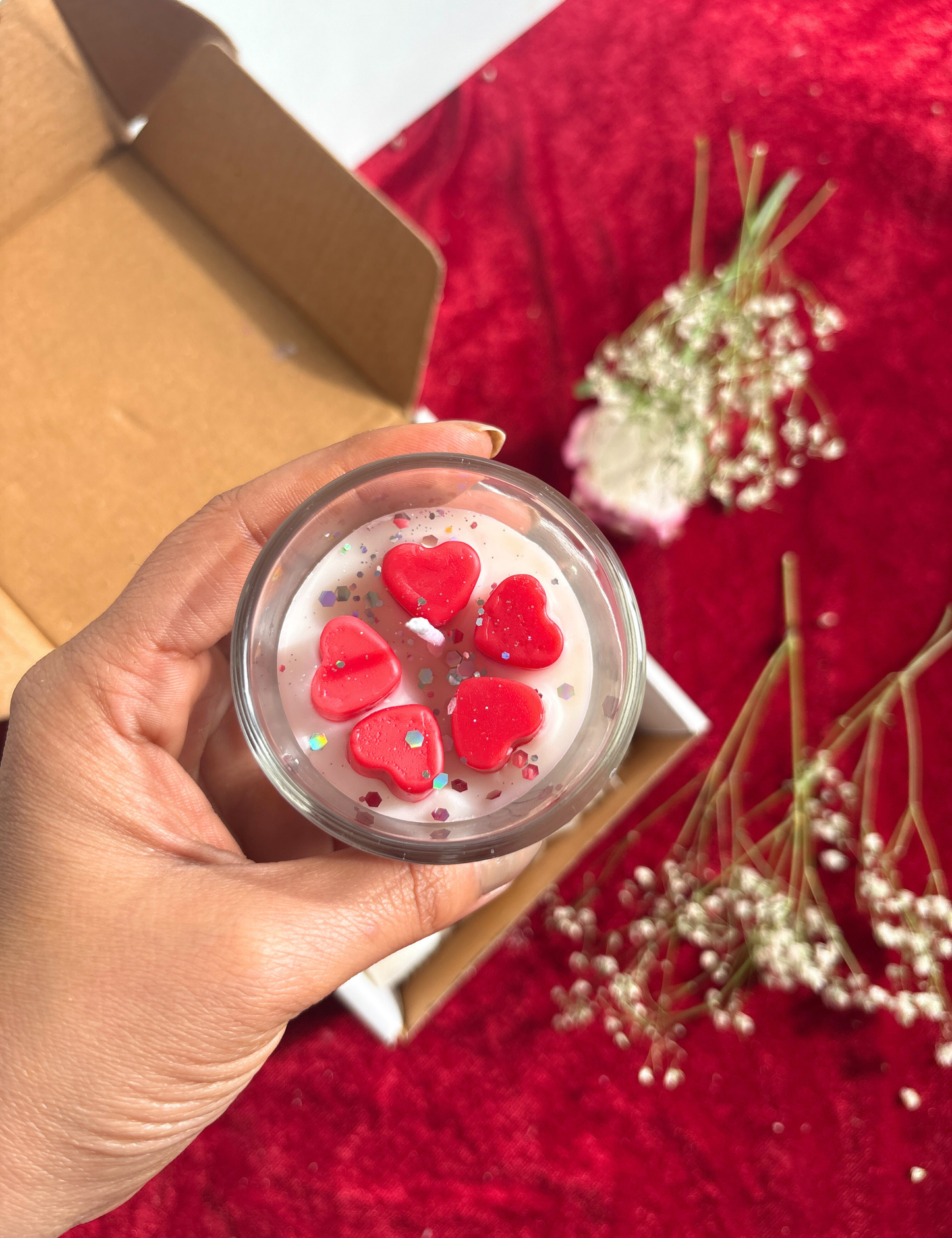 Valentine Couple Candle Gift Set with Heart Aroma Candle
