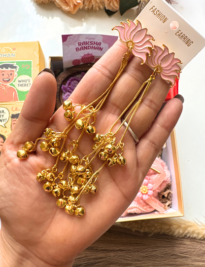 Premium Rakhi Hamper with Necklace, Earrings, Bracelet & Handmade Candle