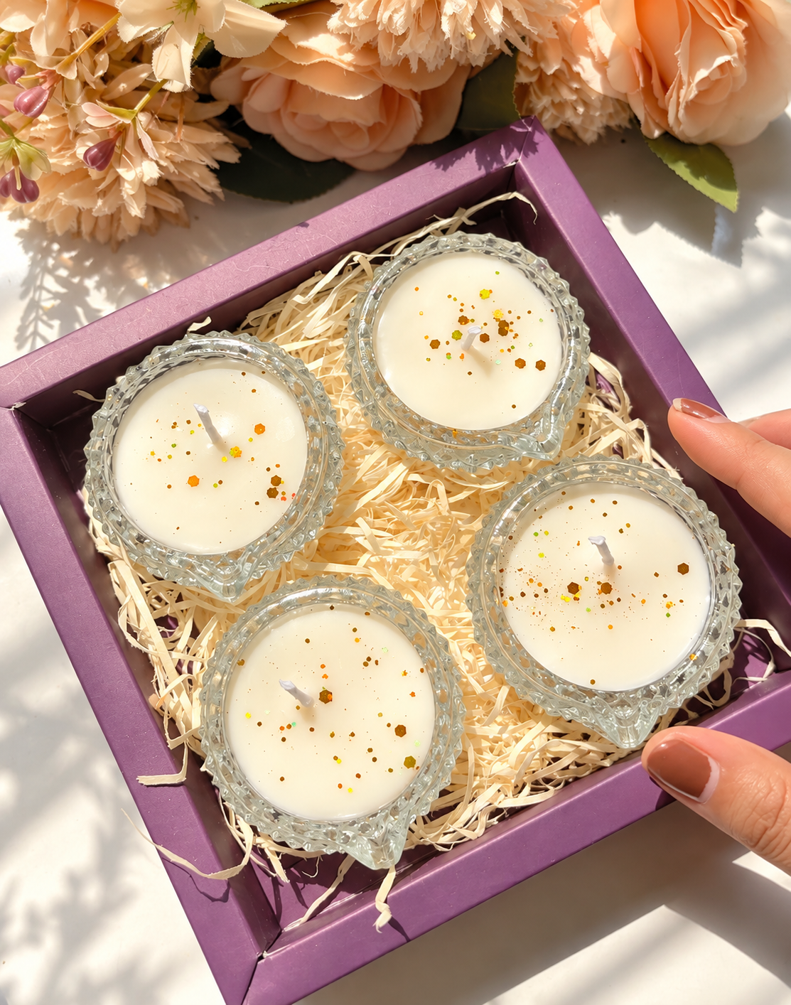 4-Piece diya Jar Candle Gift Set with Festive Gift Box | Decorative Jar Candle