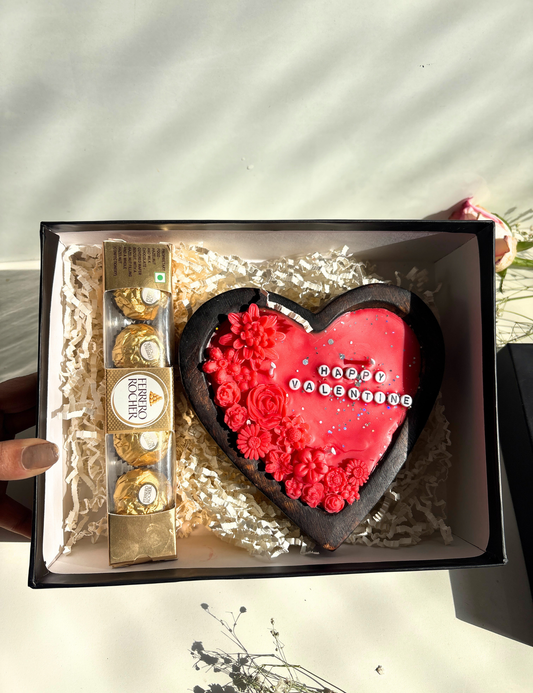Valentine’s Day Heart Candle & Ferrero Rocher Gift Box