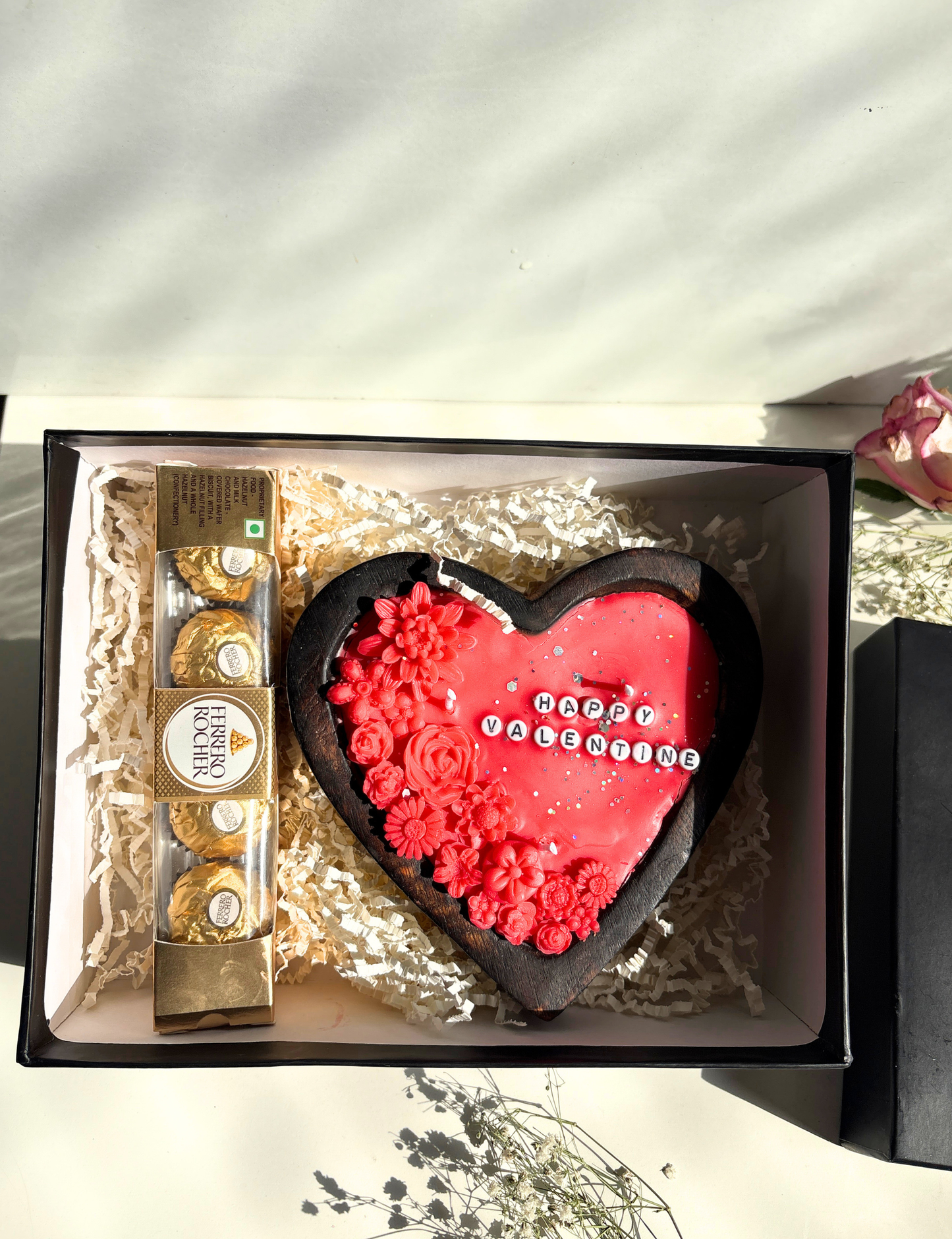 Valentine’s Day Heart Candle & Ferrero Rocher Gift Box