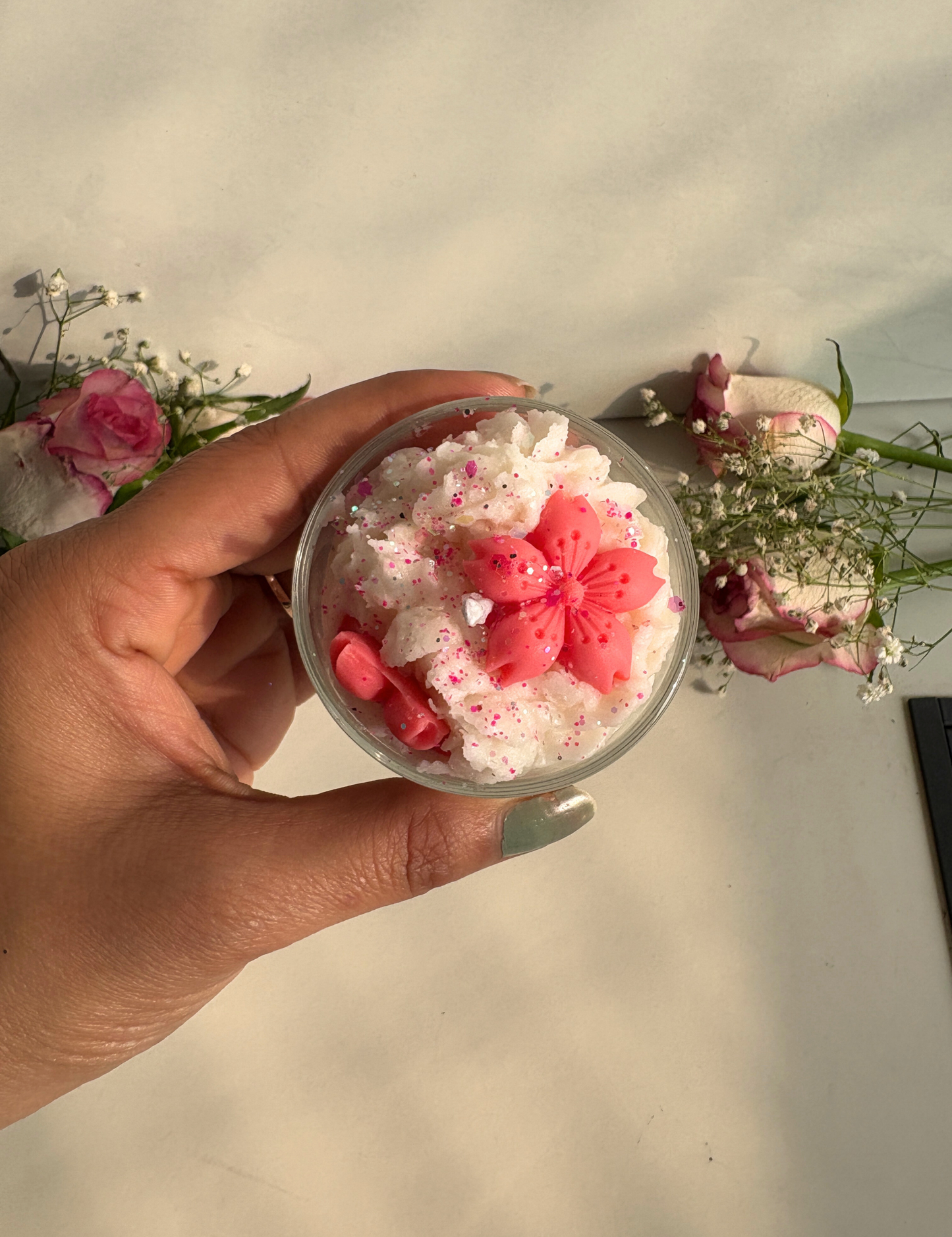 Handcrafted Floral Aroma Candle in Glass Jar