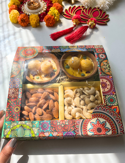 Scented Rasmalai Candle Gift Box with Dry Fruits