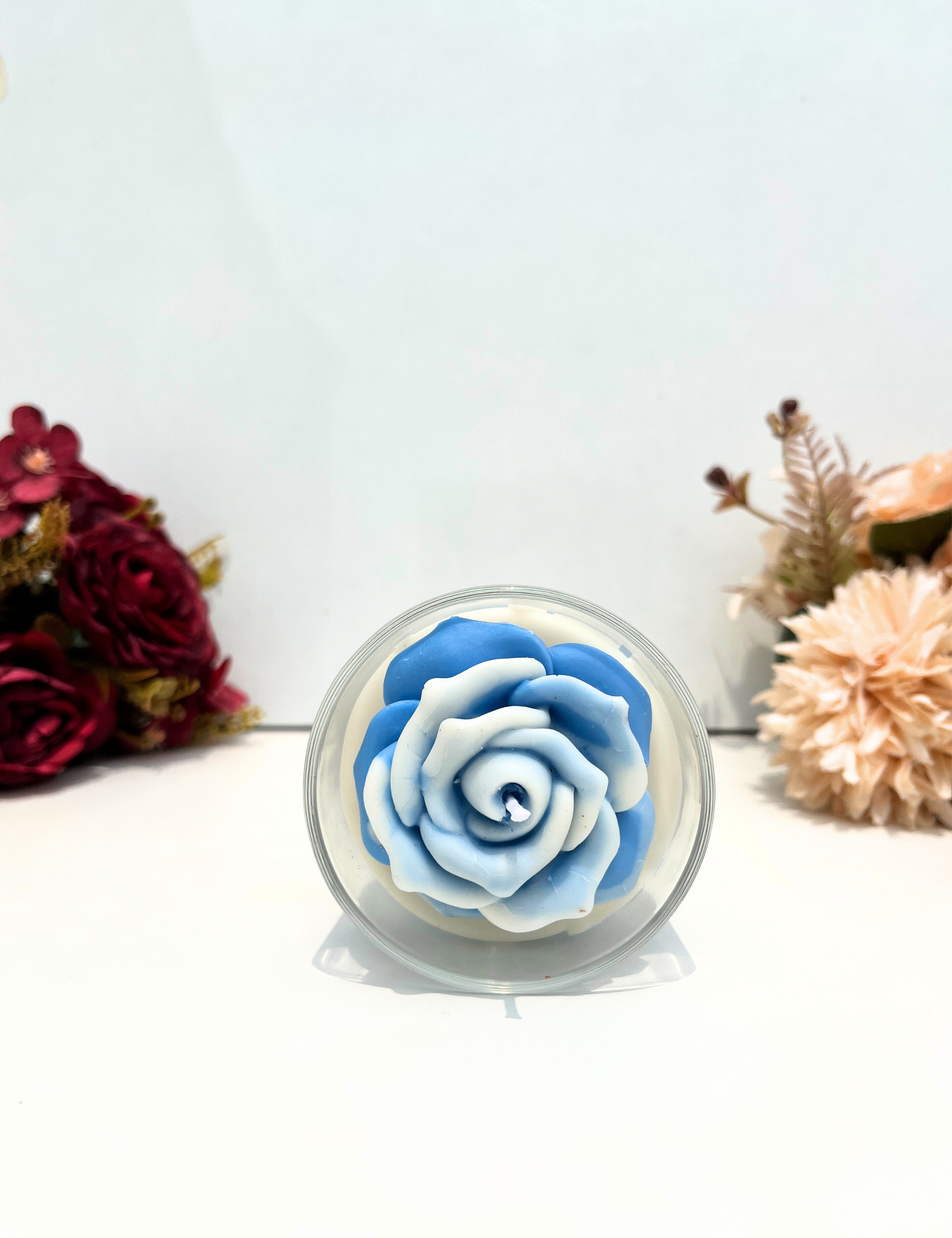Blue Rose Candle in Glass Jar