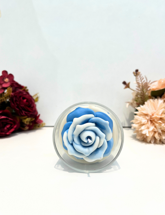 Blue Rose Candle in Glass Jar