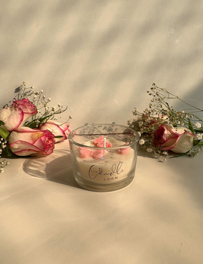 Pastel Floral Aroma Candle in Wide Glass Jar
