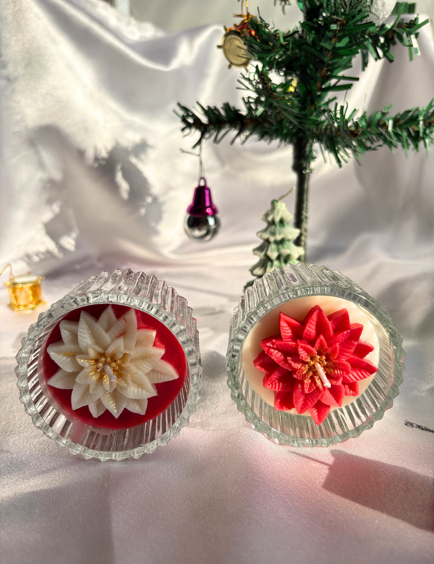 Christmas Bloom Poinsettia Scented Candle - Set of 2