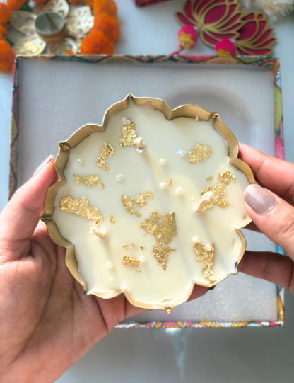 Luxury Lotus Urli Candle Set with Gold Foil – Premium Diwali Décor & Gift Hamper