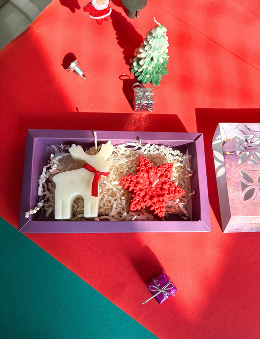 Christmas Reindeer Candle & Snowflake Gift Set